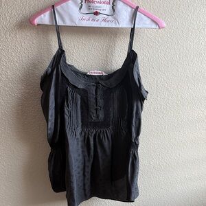 Rebecca Taylor Black Silk Camisole with Button Accents